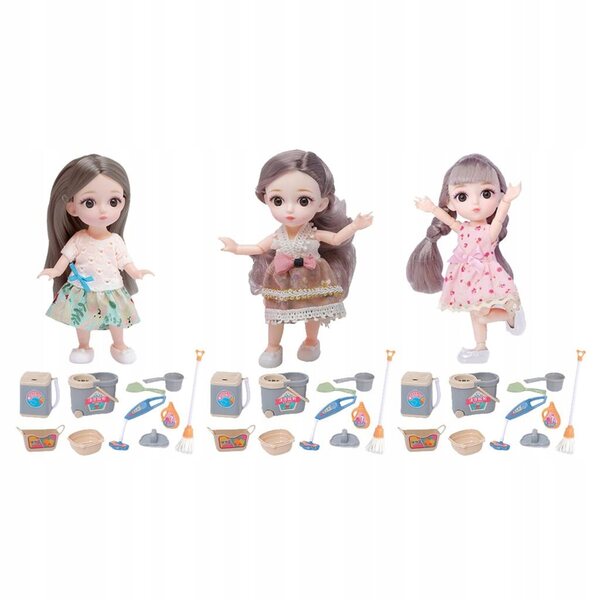 1/12 BJD-Puppe mit 12 flexiblen Gelenken und Reinigungsset, 16 cm
