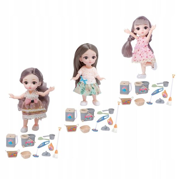1/12 BJD-Puppe mit 12 flexiblen Gelenken und Reinigungsset, 16 cm