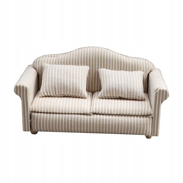 Mini sofa in legno per casa delle bambole scala 1:12, set 2 pezzi con cuscino