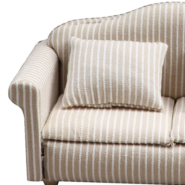 Mini sofa in legno per casa delle bambole scala 1:12, set 2 pezzi con cuscino