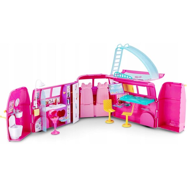 Retro dukkecampervan med køkken, senge og pool - kun bil