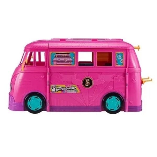 Retro Campervan per Bambole con Cucina, Letti e Piscina - Solo Auto