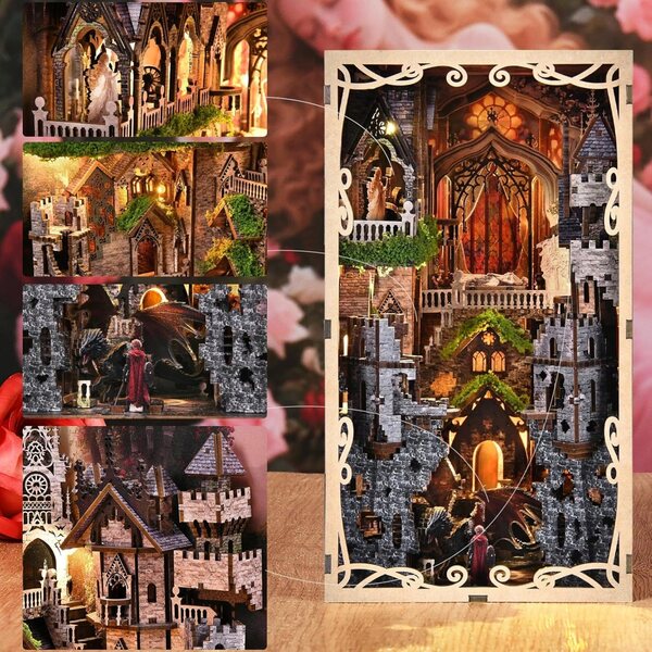 set Negozio di libri per case in miniatura fai-da-te - La Bella Addormentata con LED