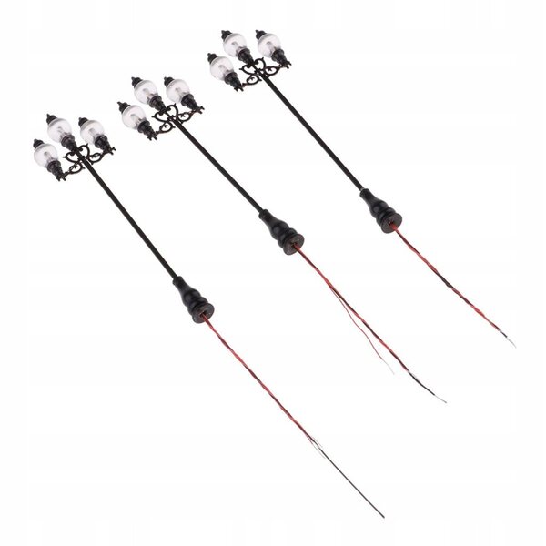 Lot de 3 lampes LED pour maquettes de chemin de fer à l'échelle HO 1:100, hauteur 8,9 cm
