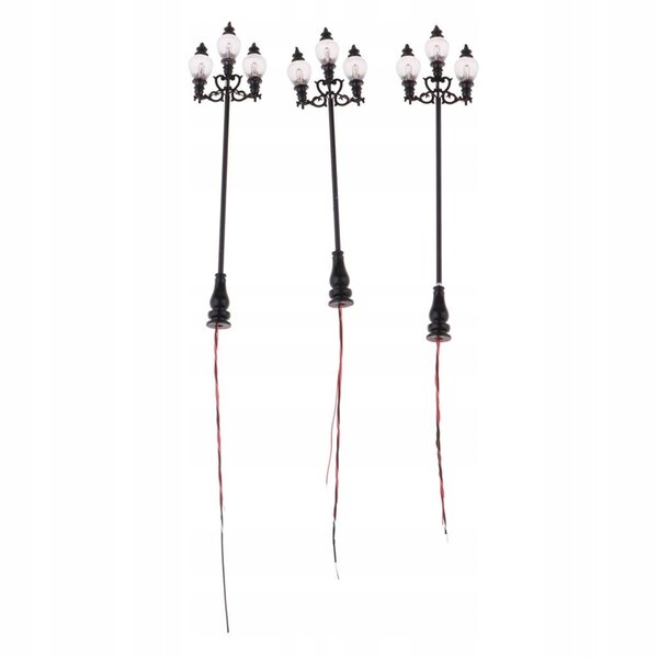 Lot de 3 lampes LED pour maquettes de chemin de fer à l'échelle HO 1:100, hauteur 8,9 cm
