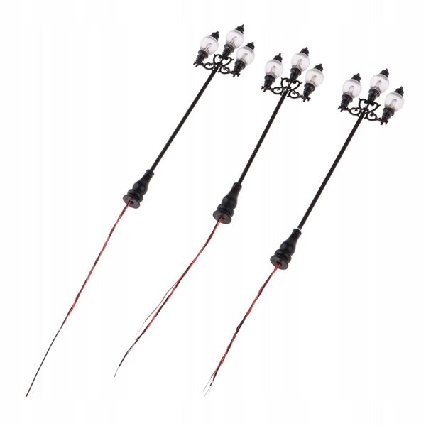 Lot de 3 lampes LED pour maquettes de chemin de fer à l'échelle HO 1:100, hauteur 8,9 cm