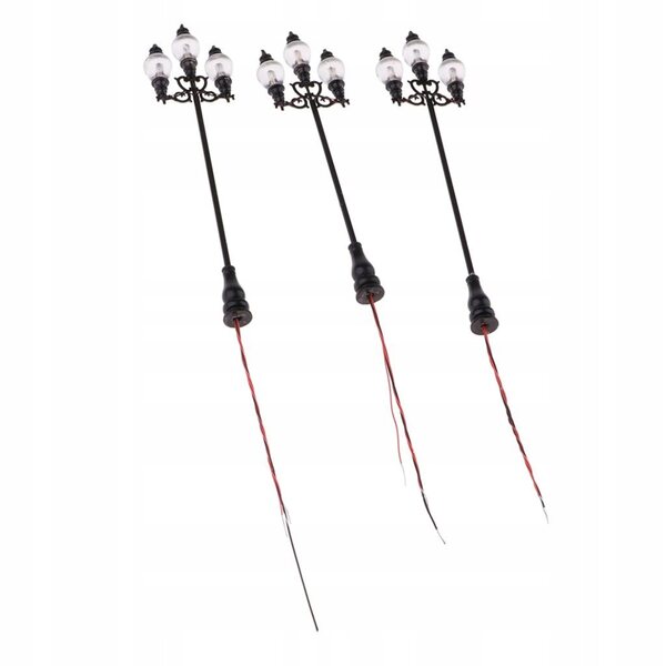 Lot de 3 lampes LED pour maquettes de chemin de fer à l'échelle HO 1:100, hauteur 8,9 cm