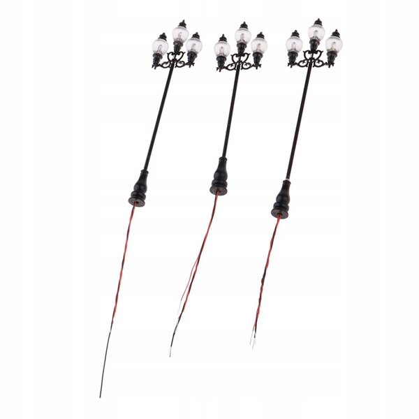 Lot de 3 lampes LED pour maquettes de chemin de fer à l'échelle HO 1:100, hauteur 8,9 cm
