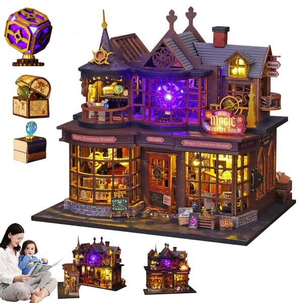 DIY-Set: Zauberhaftes Holzhaus mit LED, perfekt für Zuhause und Büro