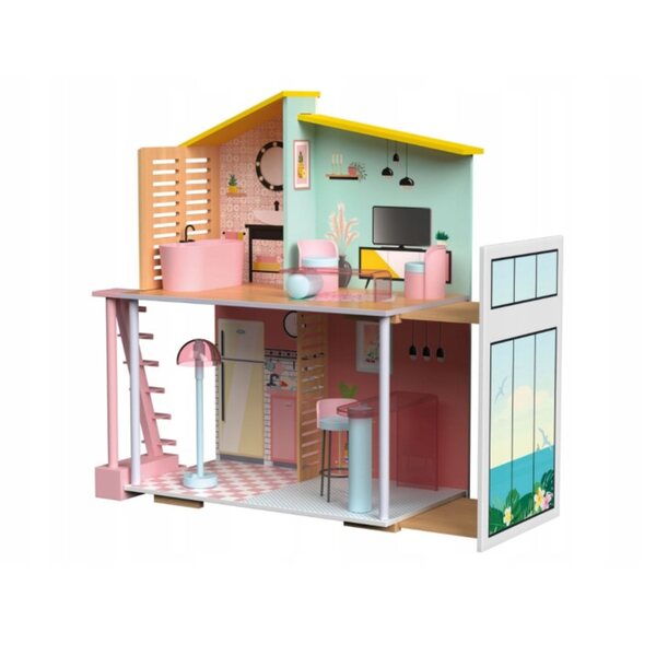 Playtive Stella 53 cm großes Puppenhaus aus Holz für 30 cm große Modepuppen