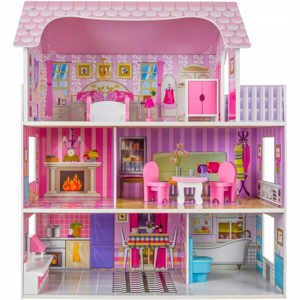 Casa delle bambole in legno Kruzzel 70 cm con mobili per bambini dai 3 anni in su