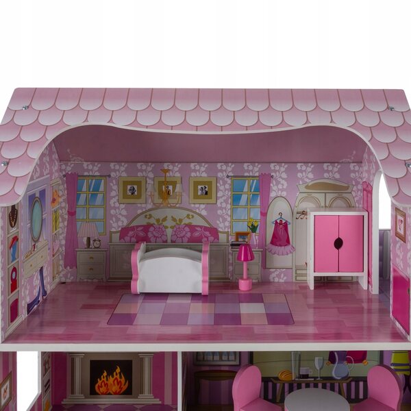 Casa delle bambole in legno Kruzzel 70 cm con mobili per bambini dai 3 anni in su