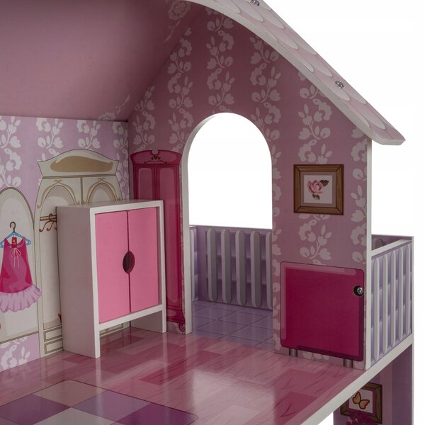 Casa delle bambole in legno Kruzzel 70 cm con mobili per bambini dai 3 anni in su