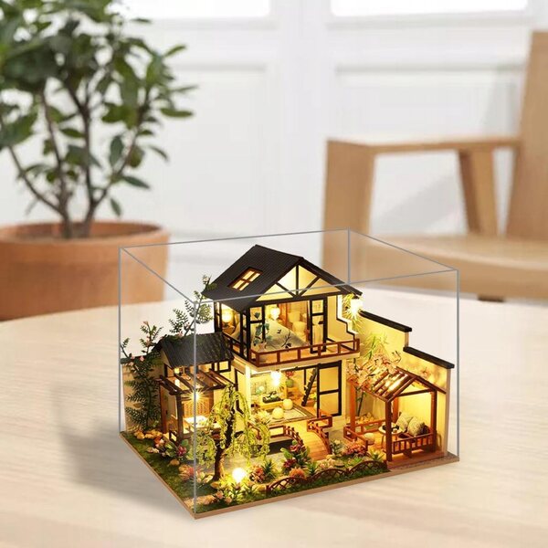 1:24 Puppenhaus aus Holz mit Möbeln und LED-Beleuchtung, Bausatz