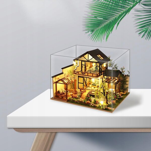 1:24 Puppenhaus aus Holz mit Möbeln und LED-Beleuchtung, Bausatz