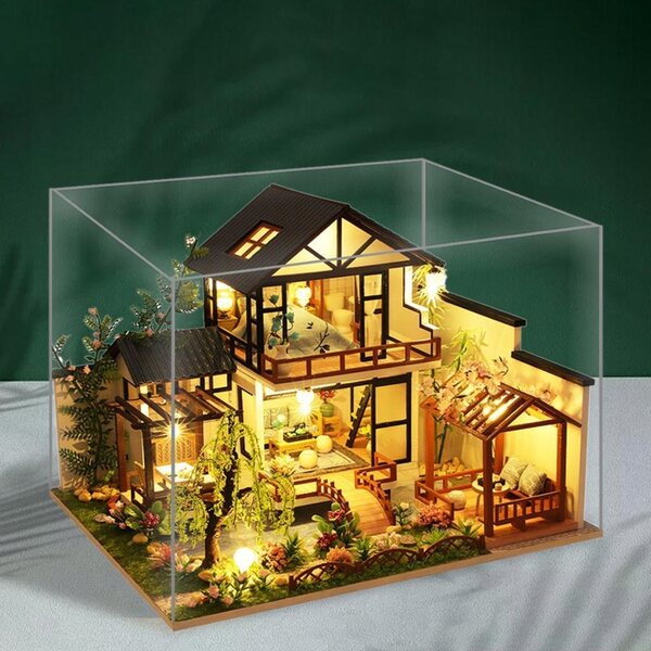 1:24 Puppenhaus aus Holz mit Möbeln und LED-Beleuchtung, Bausatz