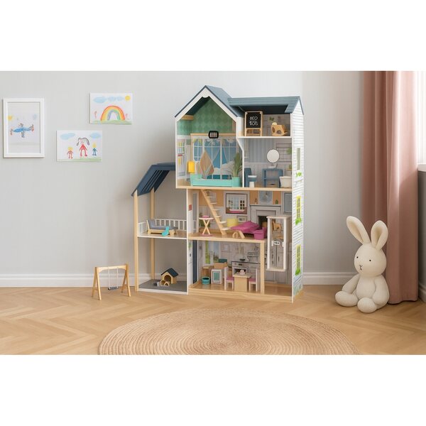 Duży Drewniany Domek Dla Lalek Gigant 139cm + Mebelki XXL dla Dziewczynki