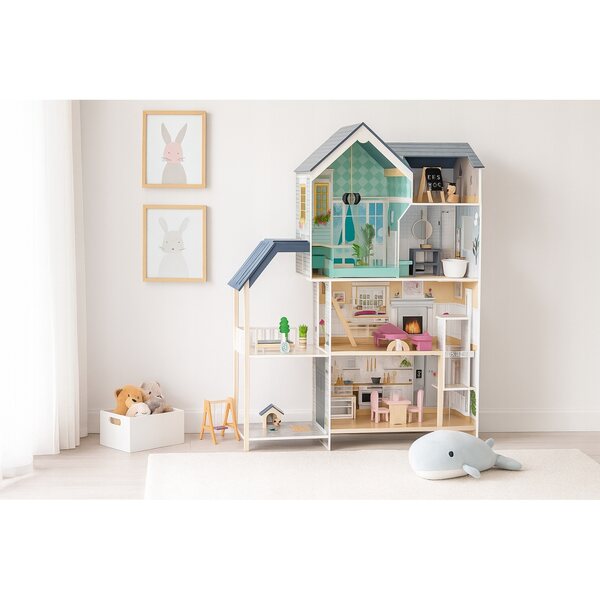 Duży Drewniany Domek Dla Lalek Gigant 139cm + Mebelki XXL dla Dziewczynki