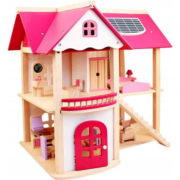 Doll House in Legno Grande Martom 55 cm con Mobili e Accessori Completi