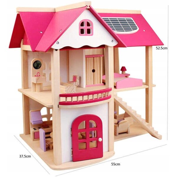 Doll House in Legno Grande Martom 55 cm con Mobili e Accessori Completi