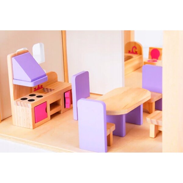 Doll House in Legno Grande Martom 55 cm con Mobili e Accessori Completi