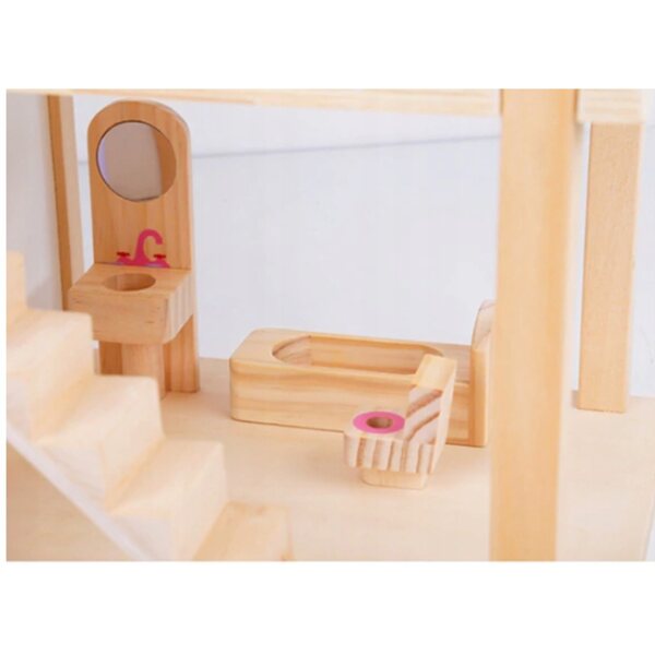 Doll House in Legno Grande Martom 55 cm con Mobili e Accessori Completi