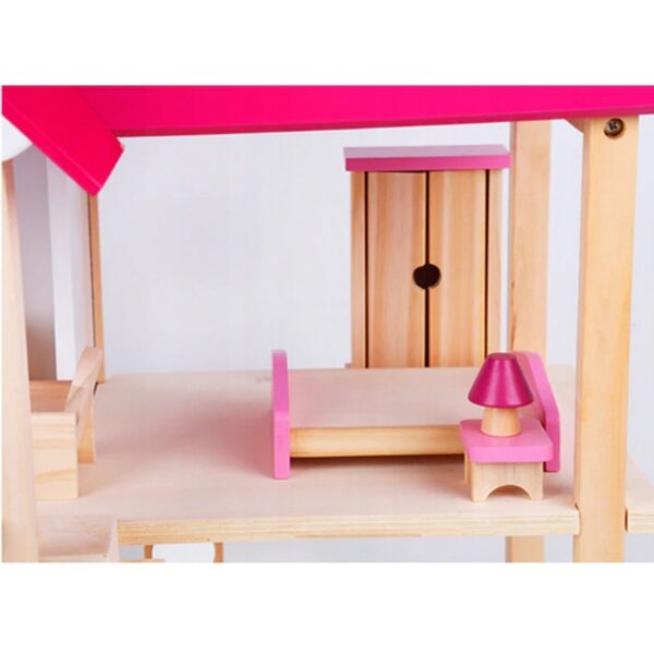 Doll House in Legno Grande Martom 55 cm con Mobili e Accessori Completi