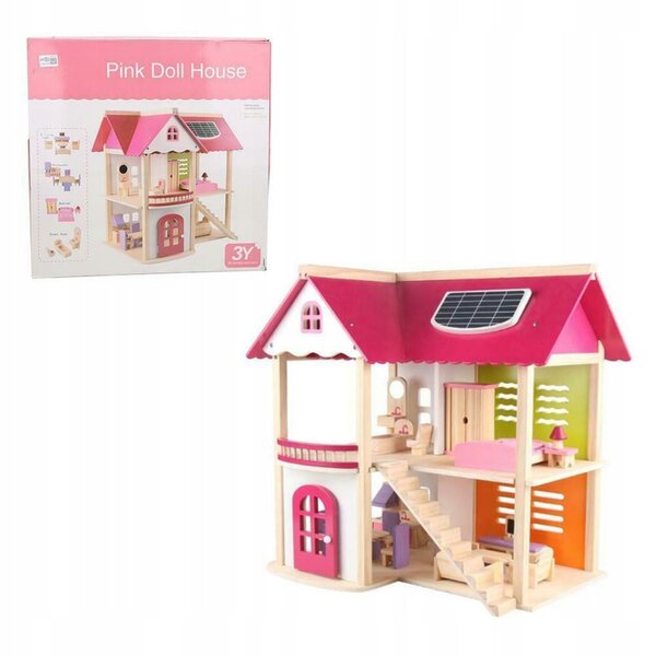 Doll House in Legno Grande Martom 55 cm con Mobili e Accessori Completi