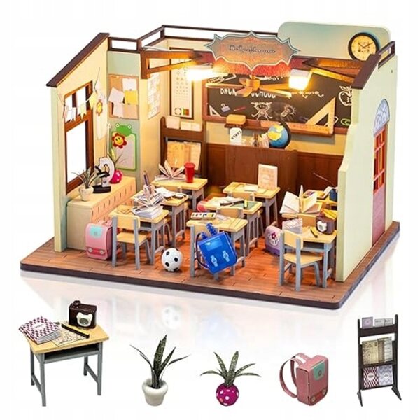 Miniatura Casa in Legno DIY con Mobili e Accessori, Kit Completo per Adulti