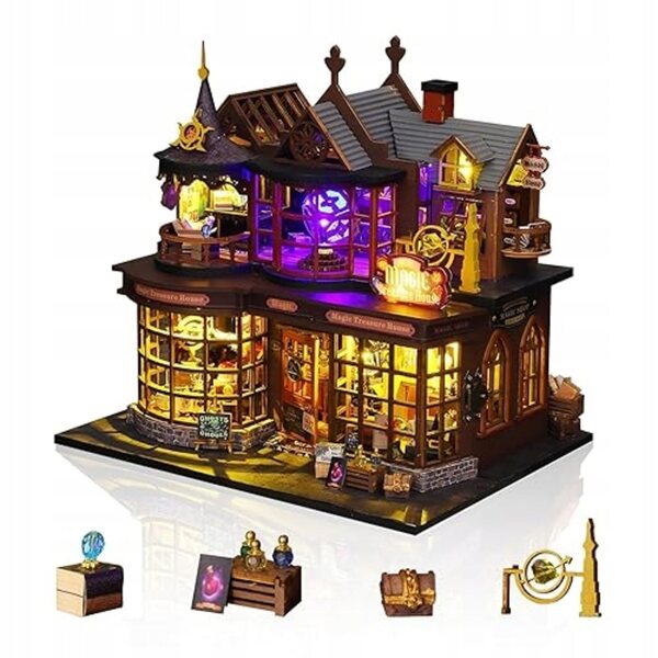 Miniatura Casa in Legno DIY con Mobili e Accessori, Kit Completo per Adulti