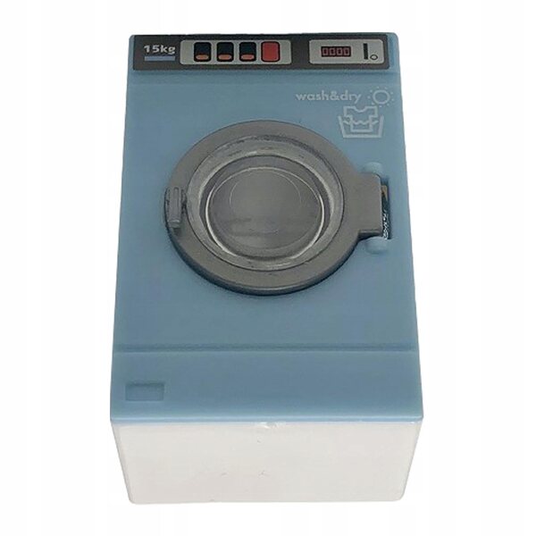 Machine à laver miniature pour maison de poupées échelle 1:12 en bois bleu