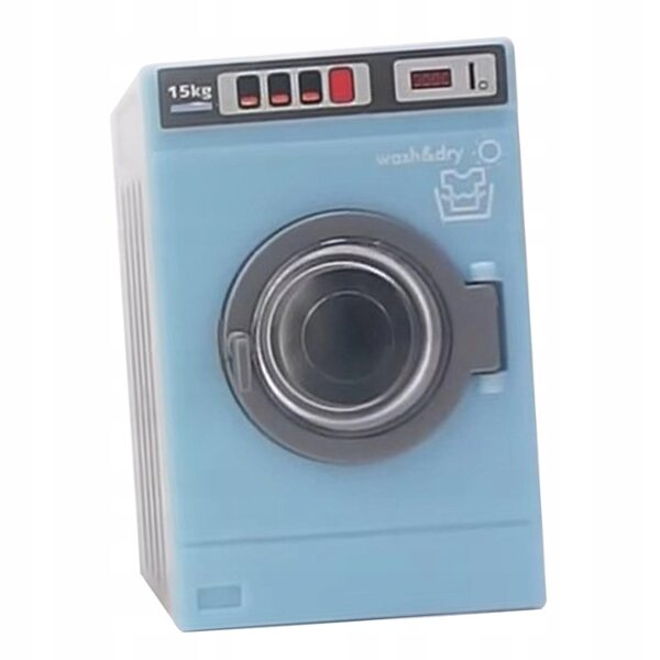 Machine à laver miniature pour maison de poupées échelle 1:12 en bois bleu