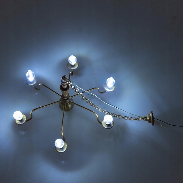 Lampada a sospensione in metallo dorato scala 1:87 HO con LED bianco 8.8 cm