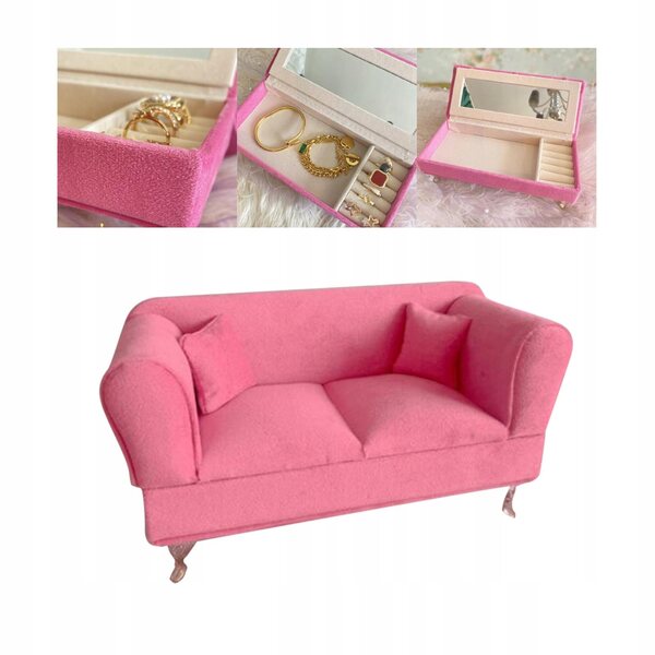 1/6 Miniatur-Zweisitzer-Sofa für 12-Zoll-Puppenhaus aus Holz