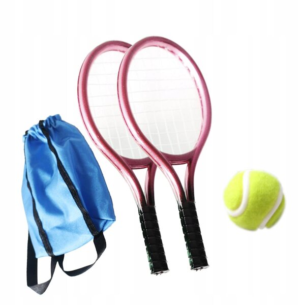 Miniatur-Tennis-Set 1:12 für Puppenhaus mit rosa Schläger und Bällen