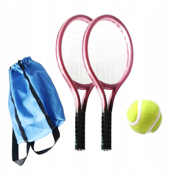 Set Miniatura Tennis 1:12 per Casa delle Bambole con Racchetta e Palline Rosa