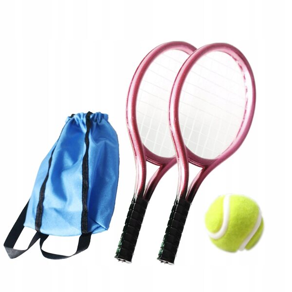 Set Miniatura Tennis 1:12 per Casa delle Bambole con Racchetta e Palline Rosa