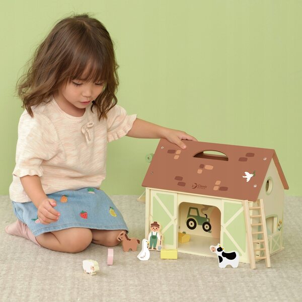 Casa delle bambole in legno fattoria vintage set 17 elementi Classic World
