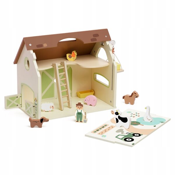 Casa delle bambole in legno fattoria vintage set 17 elementi Classic World