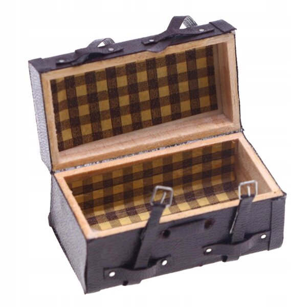 Mini valigia vintage in legno per casa di bambole scala 1:12, accessorio decorativo