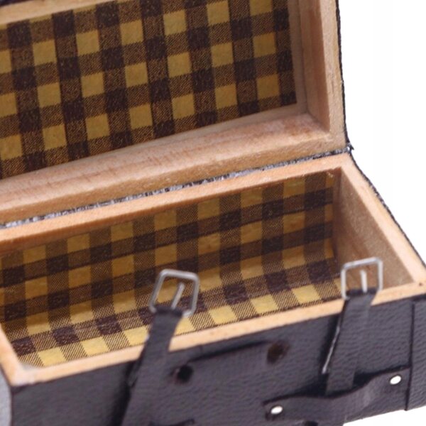 Mini valigia vintage in legno per casa di bambole scala 1:12, accessorio decorativo