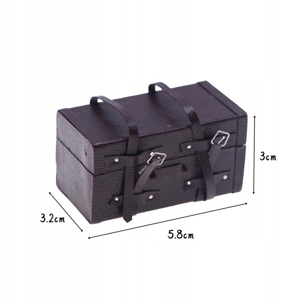Mini valigia vintage in legno per casa di bambole scala 1:12, accessorio decorativo