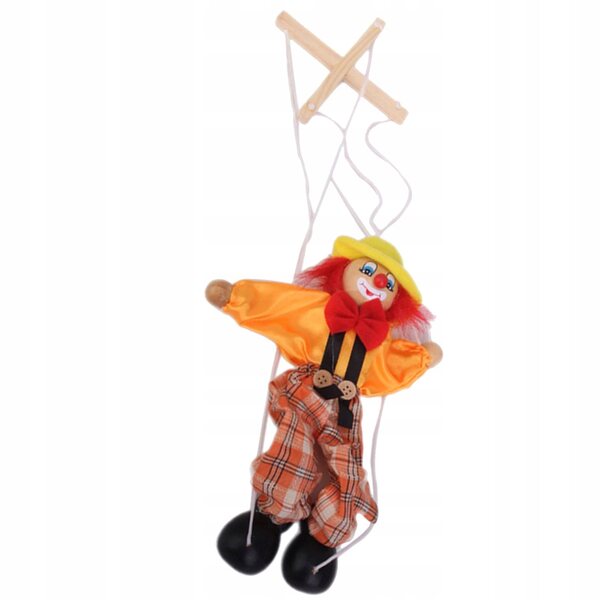Clownpuppe aus Holz für Kinder, 24 cm, lustiges und widerstandsfähiges Spielzeug