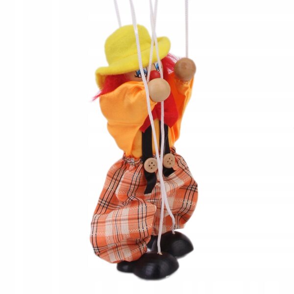 Clownpuppe aus Holz für Kinder, 24 cm, lustiges und widerstandsfähiges Spielzeug