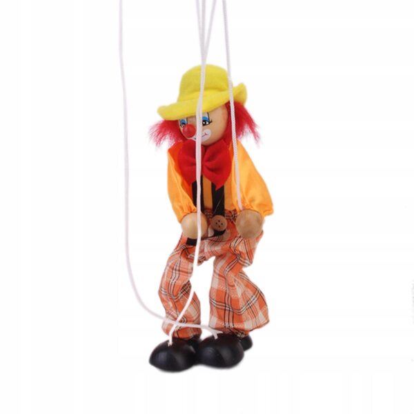 Clownpuppe aus Holz für Kinder, 24 cm, lustiges und widerstandsfähiges Spielzeug