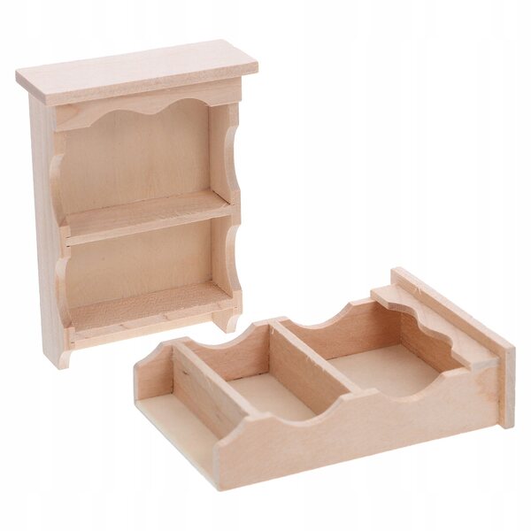 Mini mobile pensile in legno naturale stile giapponese per casa delle bambole, 2 pezzi