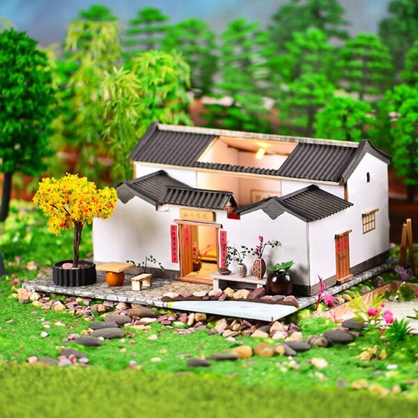 Miniatura Casa per Bambole 3D in Legno con LED e Mobili Fai-da-Te
