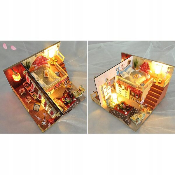 DIY-Puppenhaus-Miniaturbausatz aus Holz im Maßstab 1:24 mit stilvollen Möbeln