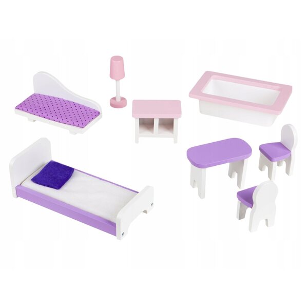 Grande Casa delle Bambole in Legno 3 Piani con Mobili Inclusi 95 cm