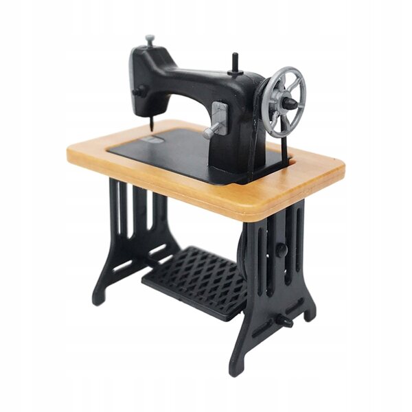 Mini macchina da cucire vintage per casetta delle bambole in scala 1:12 gialla